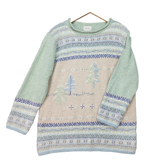 Vintage Monterey by Koret Sweater Women’s Large Angora Rabbit Hair Fair Isle Ski - Picture 2 of 12